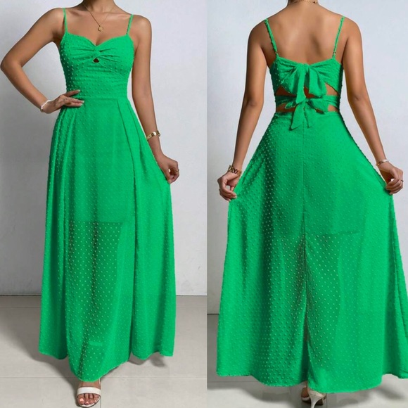 Boho Swiss dot twist front tie back cami dress - Picture 15 of 16